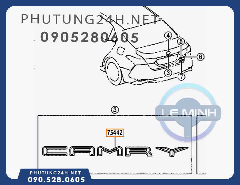 Logo chữ Camry xe Toyota Camry 2021 - Phụ tùng ô tô Lê Minh